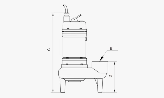 Dimensions of 80WQ Non-clog Submersible Sewage Pumps